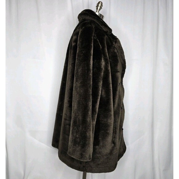 Herman Kay Dark Brown Faux Fur Vintage Button Down Lined Women's Coat USA - Picture 5 of 8